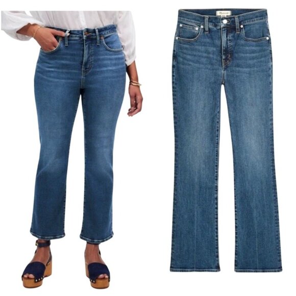 MADEWELL Women's Size 29 Curvy Kick Out Crop Jeans Blue Straight Leg NO697 - Picture 1 of 13